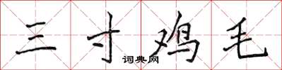 侯登峰三寸雞毛楷書怎么寫