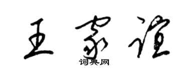 梁錦英王家誼草書個性簽名怎么寫