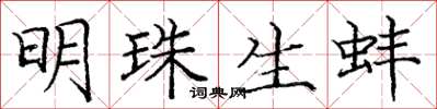 龐中華明珠生蚌楷書怎么寫