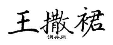 丁謙王撒裙楷書個性簽名怎么寫
