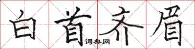 駱恆光白首齊眉楷書怎么寫