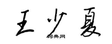 王正良王少夏行書個性簽名怎么寫
