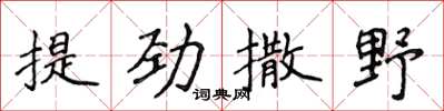 侯登峰提勁撒野楷書怎么寫