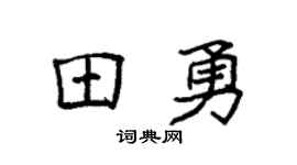 袁強田勇楷書個性簽名怎么寫