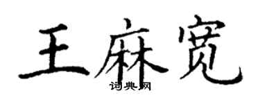 丁謙王麻寬楷書個性簽名怎么寫