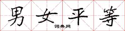 袁強男女平等楷書怎么寫