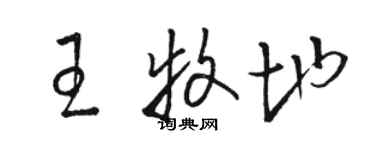 駱恆光王牧地草書個性簽名怎么寫