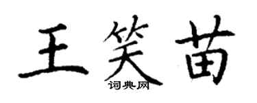 丁謙王笑苗楷書個性簽名怎么寫