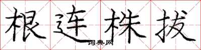 龐中華根連株拔楷書怎么寫