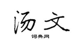 袁強湯文楷書個性簽名怎么寫