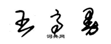 朱錫榮王高曼草書個性簽名怎么寫