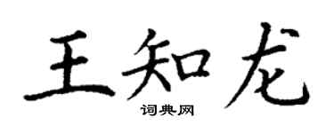 丁謙王知龍楷書個性簽名怎么寫