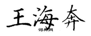 丁謙王海奔楷書個性簽名怎么寫