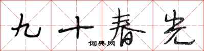段相林九十春光行書怎么寫