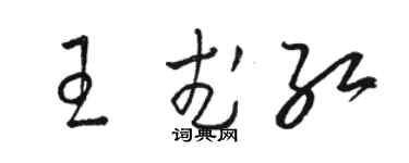 駱恆光王武紅草書個性簽名怎么寫