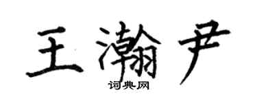 何伯昌王瀚尹楷書個性簽名怎么寫