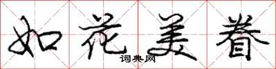 龐中華如花美眷行書怎么寫