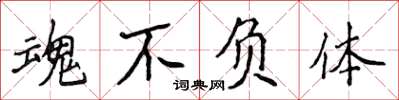 侯登峰魂不負體楷書怎么寫