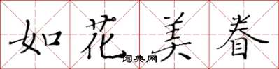黃華生如花美眷楷書怎么寫