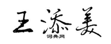 曾慶福王添美行書個性簽名怎么寫