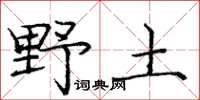 龐中華野土楷書怎么寫