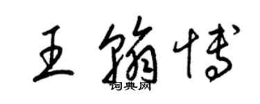 梁錦英王翰博草書個性簽名怎么寫