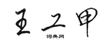 駱恆光王工甲行書個性簽名怎么寫