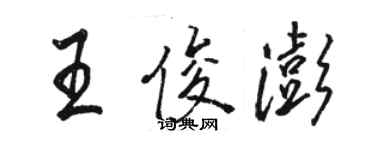 駱恆光王俊澎行書個性簽名怎么寫