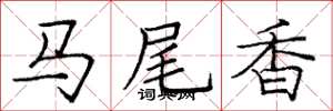 龐中華馬尾香楷書怎么寫