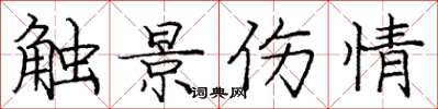 龐中華觸景傷情楷書怎么寫