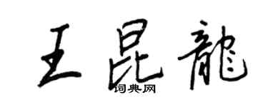 王正良王昆龍行書個性簽名怎么寫