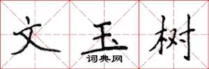 侯登峰文玉樹楷書怎么寫