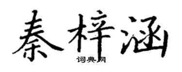 丁謙秦梓涵楷書個性簽名怎么寫