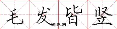 田英章毛髮皆豎楷書怎么寫