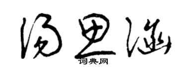 曾慶福湯思涵草書個性簽名怎么寫