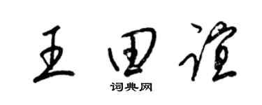 梁錦英王田誼草書個性簽名怎么寫