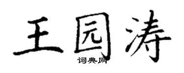 丁謙王園濤楷書個性簽名怎么寫