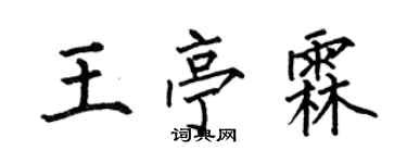 何伯昌王亭霖楷書個性簽名怎么寫